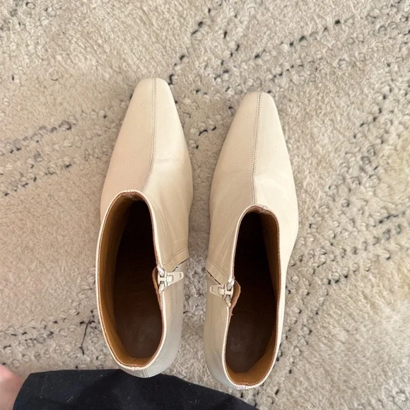 STAUD Cream Heeled Ankle Boots - Picture 6 of 7